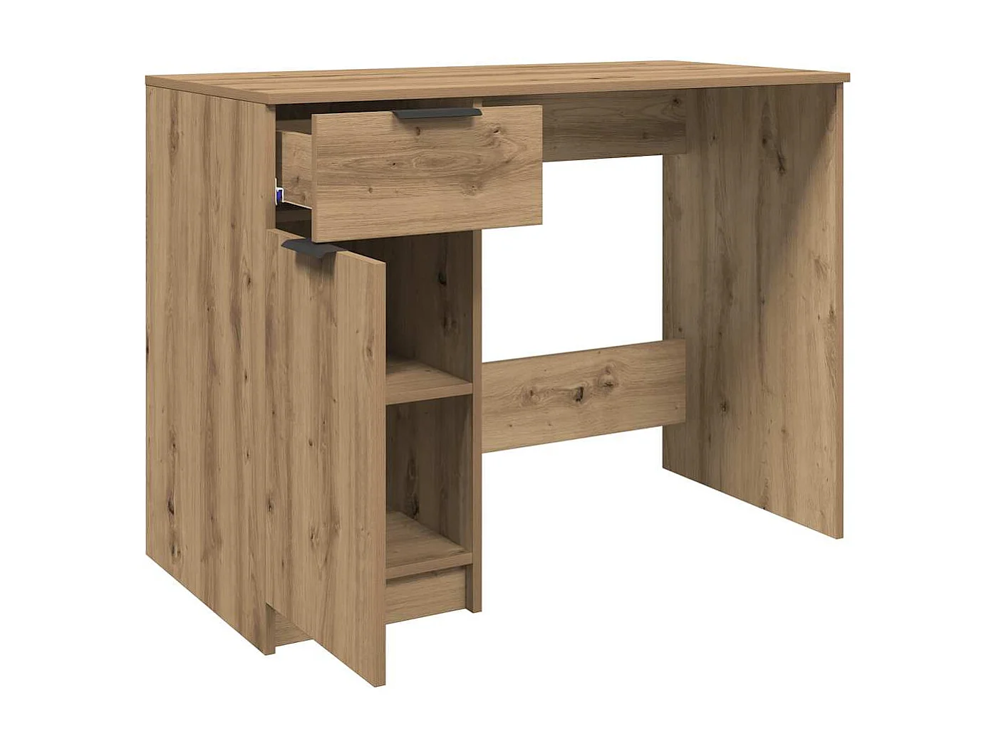 Bureau chêne artisanal 100x50x75 cm bois d'ingénierie