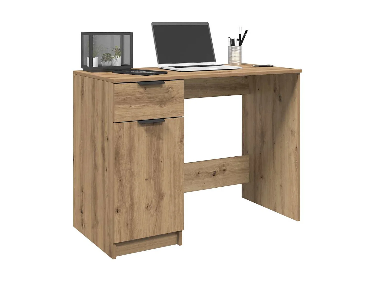 Bureau chêne artisanal 100x50x75 cm bois d'ingénierie
