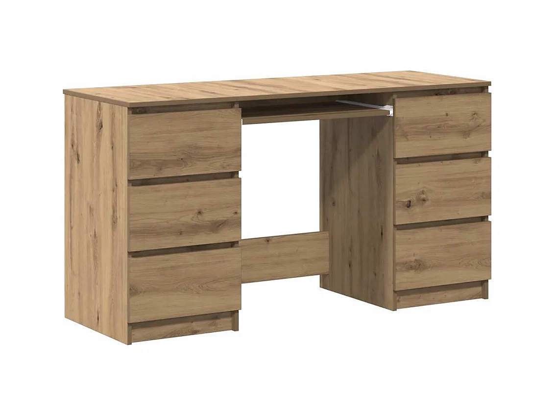 Bureau chêne artisanal 140x50x77 cm bois d'ingénierie