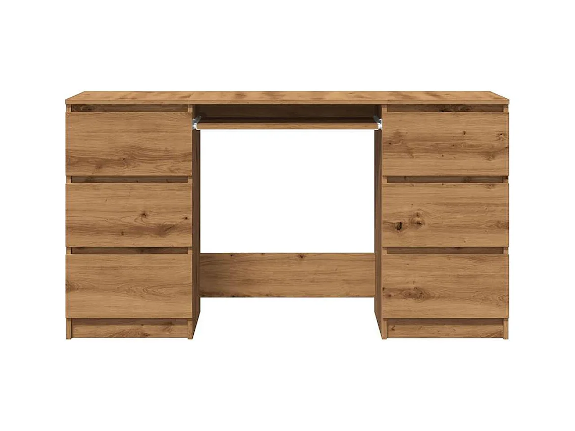 Bureau chêne artisanal 140x50x77 cm bois d'ingénierie