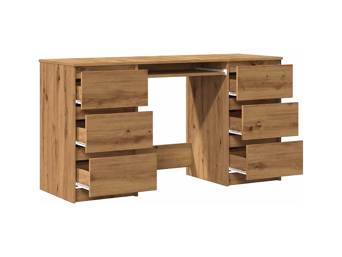 Bureau chêne artisanal 140x50x77 cm bois d'ingénierie