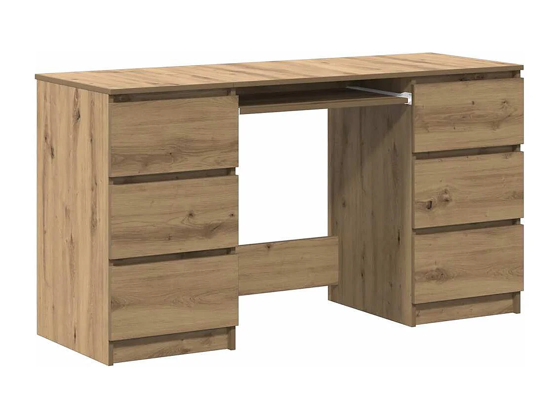 Bureau chêne artisanal 140x50x77 cm bois d'ingénierie