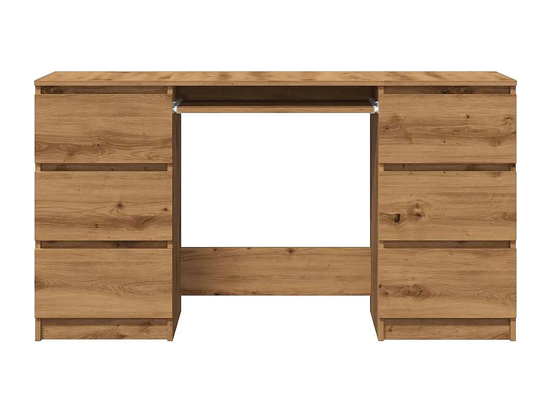 Bureau chêne artisanal 140x50x77 cm bois d'ingénierie