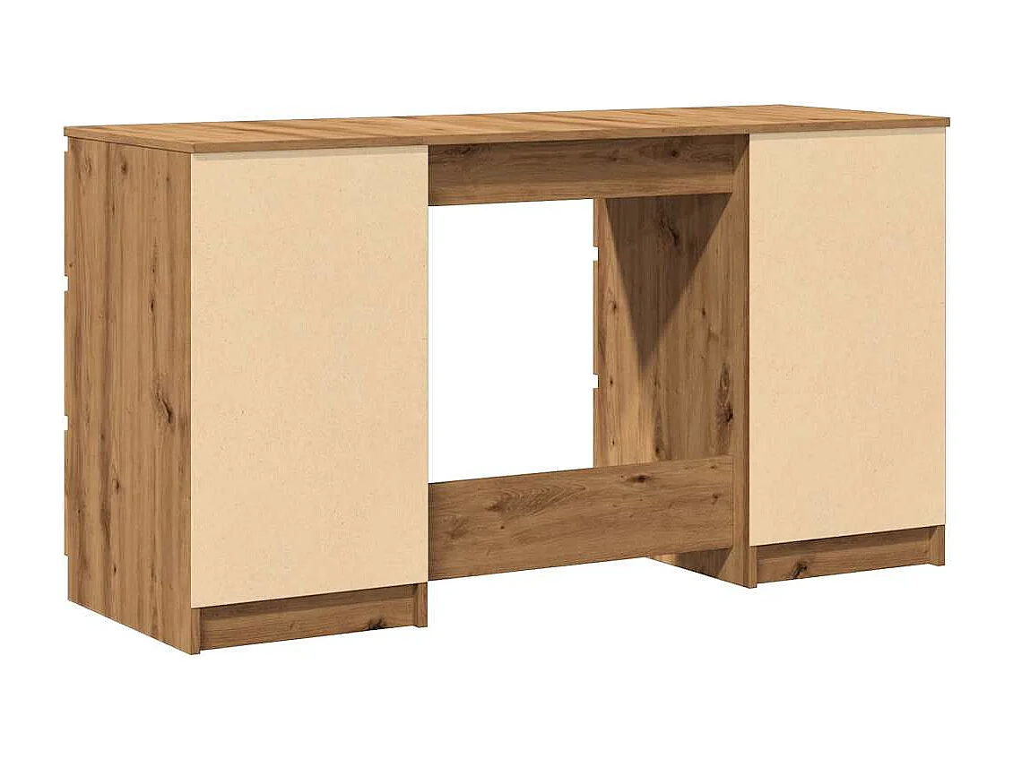 Bureau chêne artisanal 140x50x77 cm bois d'ingénierie