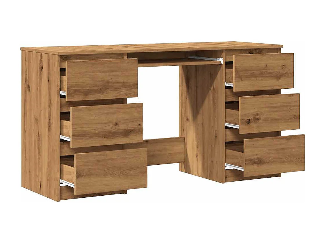 Bureau chêne artisanal 140x50x77 cm bois d'ingénierie