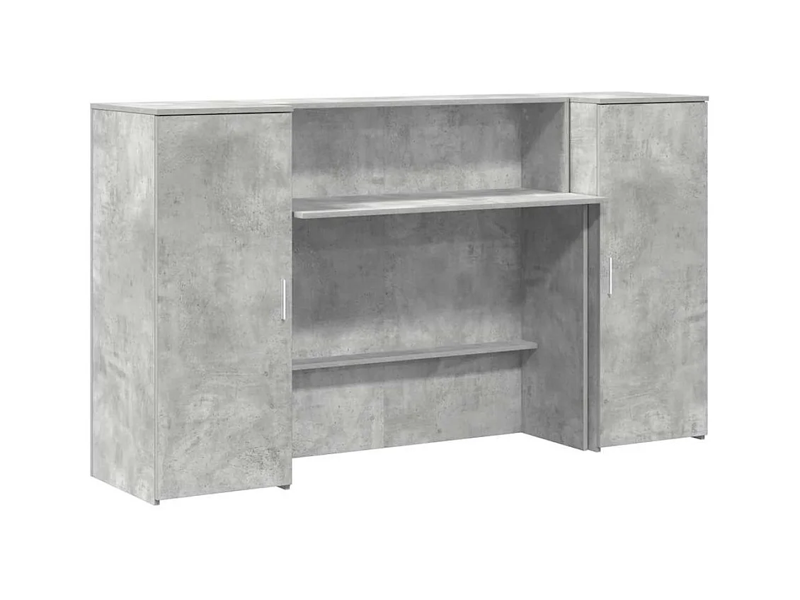 Bureau de réception gris béton 180x50x103,5cm bois d'ingénierie
