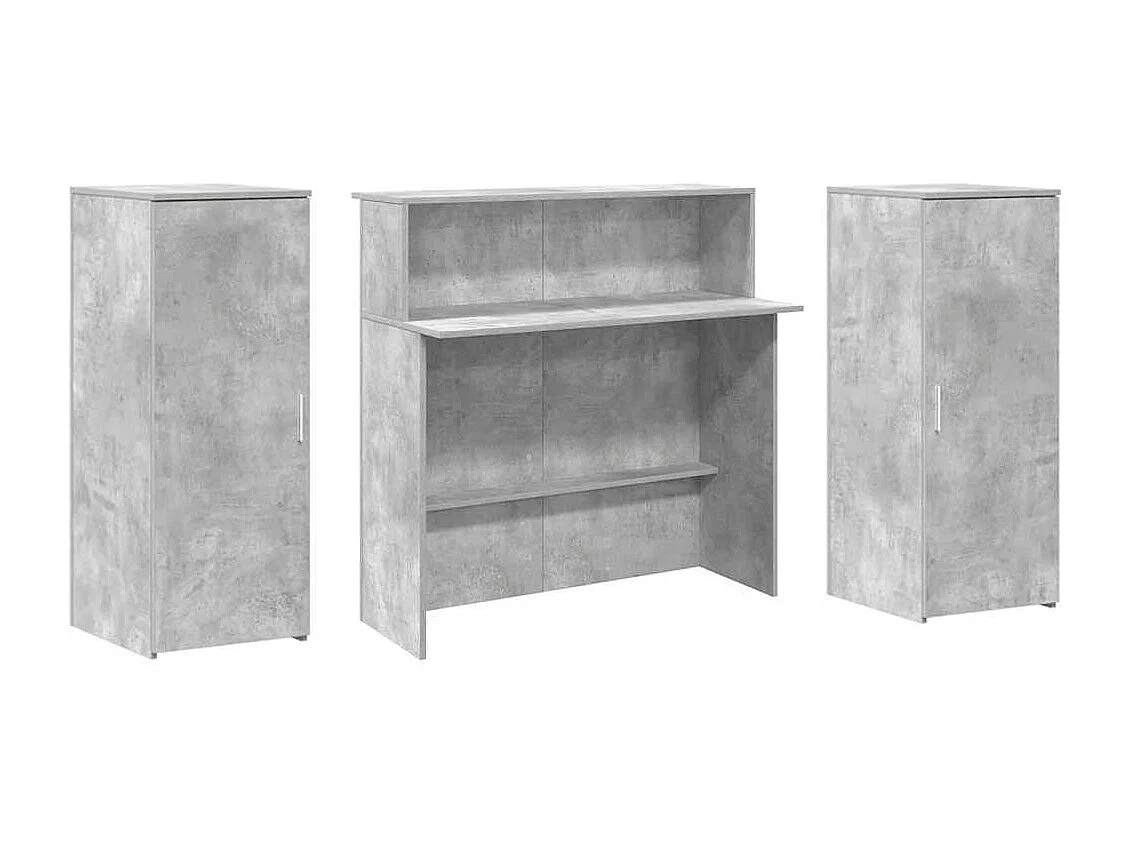 Bureau de réception gris béton 180x50x103,5cm bois d'ingénierie