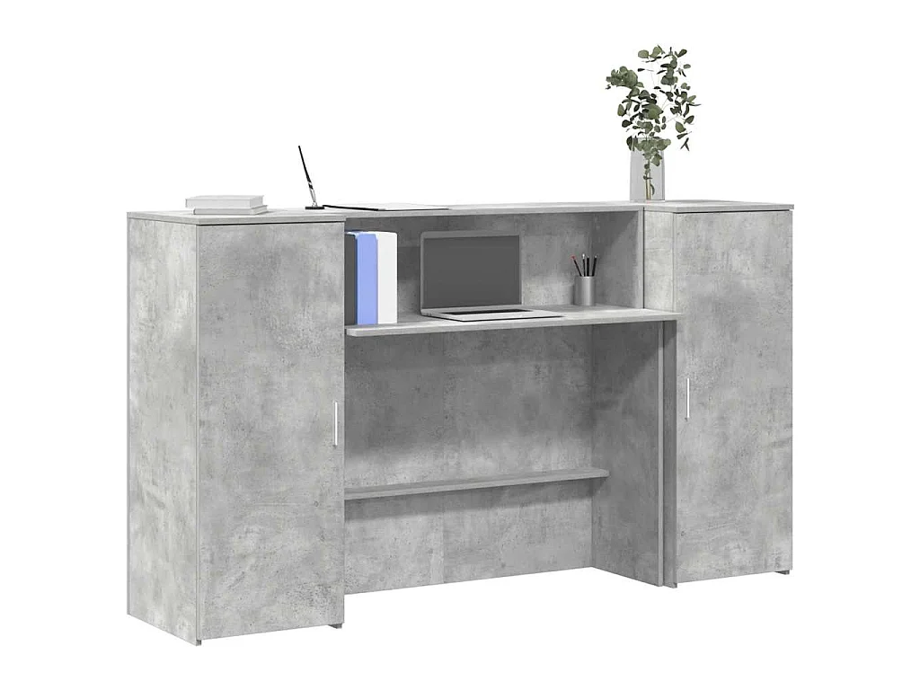 Bureau de réception gris béton 180x50x103,5cm bois d'ingénierie