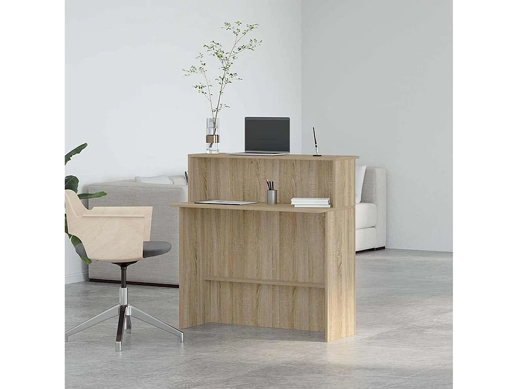Scrivania per Reception Rovere Sonoma 100x50x103,5 cm in Legno Massello