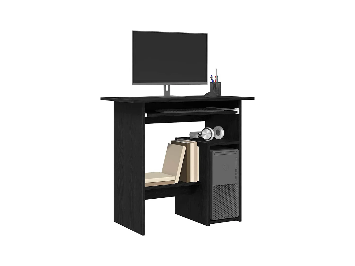 Bureau chêne noir 80x45x74 cm bois d'ingénierie