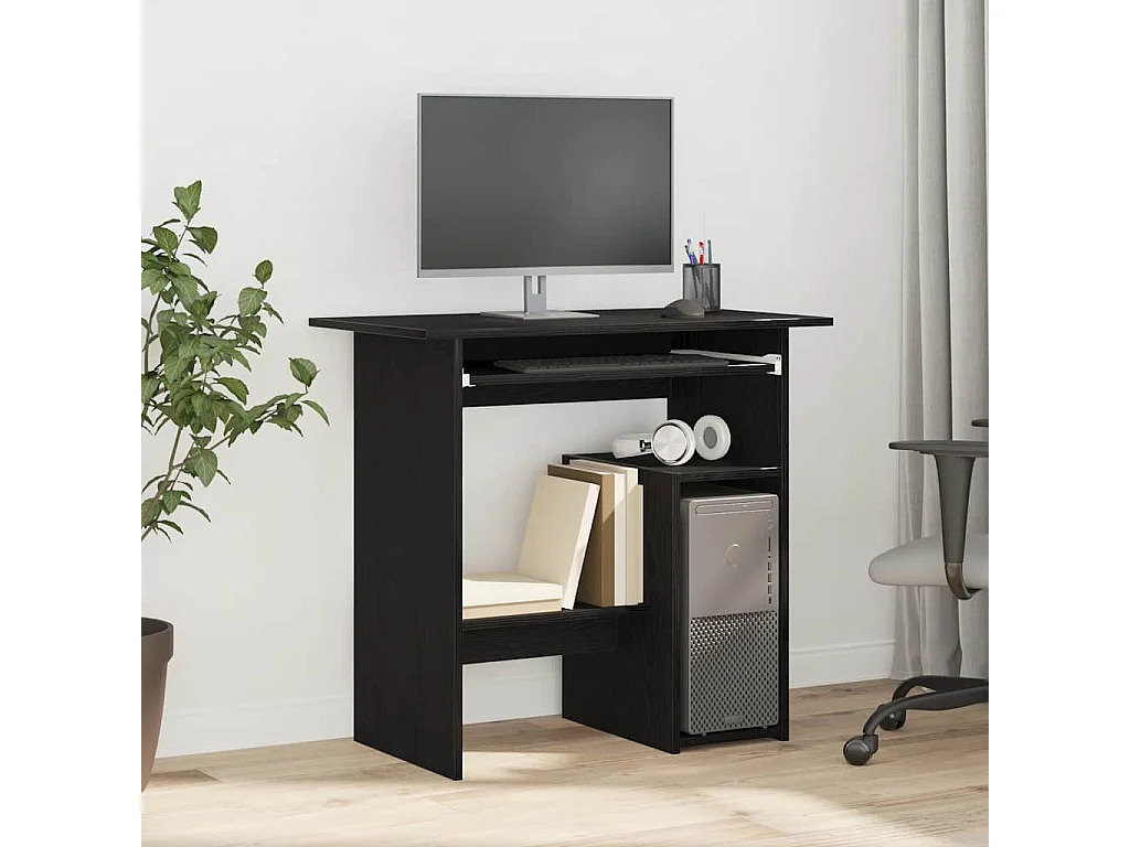 Scrivania Rovere Nero 80x45x74 cm in Legno Multistrato