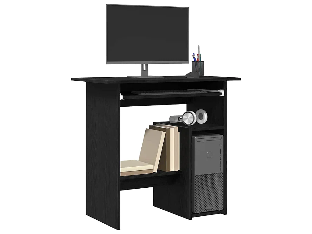 Scrivania Rovere Nero 80x45x74 cm in Legno Multistrato