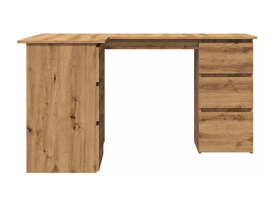 Bureau d'angle chêne artisanal 145x100x76 cm bois d'ingénierie