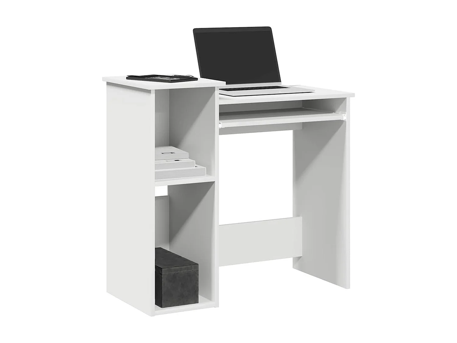 Bureau avec étagères blanc 84x40x78 cm bois d'ingénierie