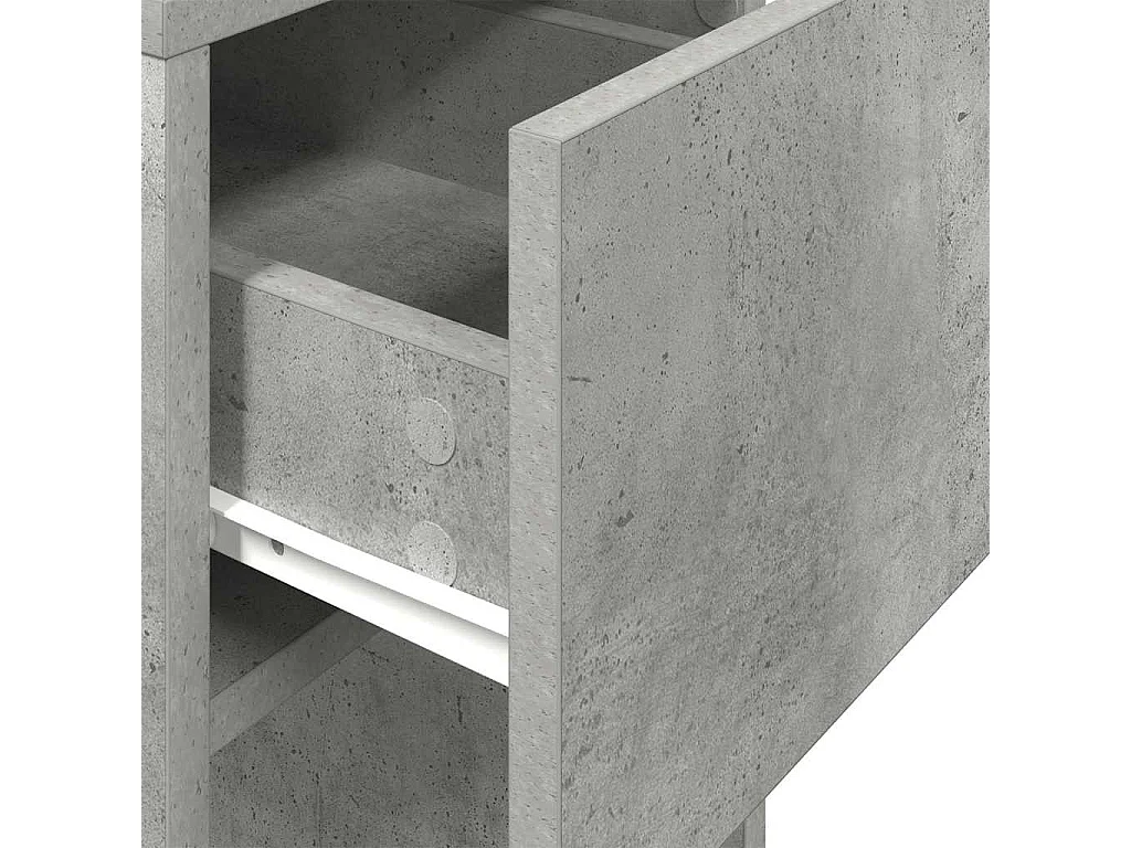 Support de tour d'ordinateur et tiroir gris béton 30x44x74 cm