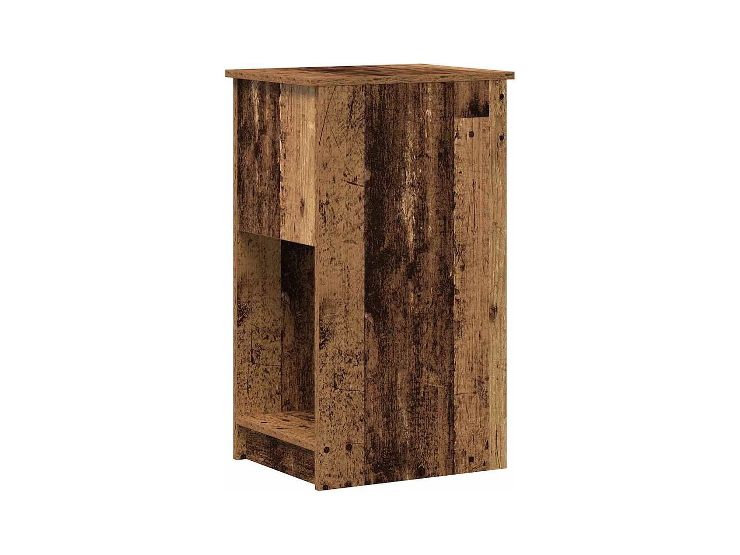 Support de tour d'ordinateur avec tiroir vieux bois 35x45x77 cm