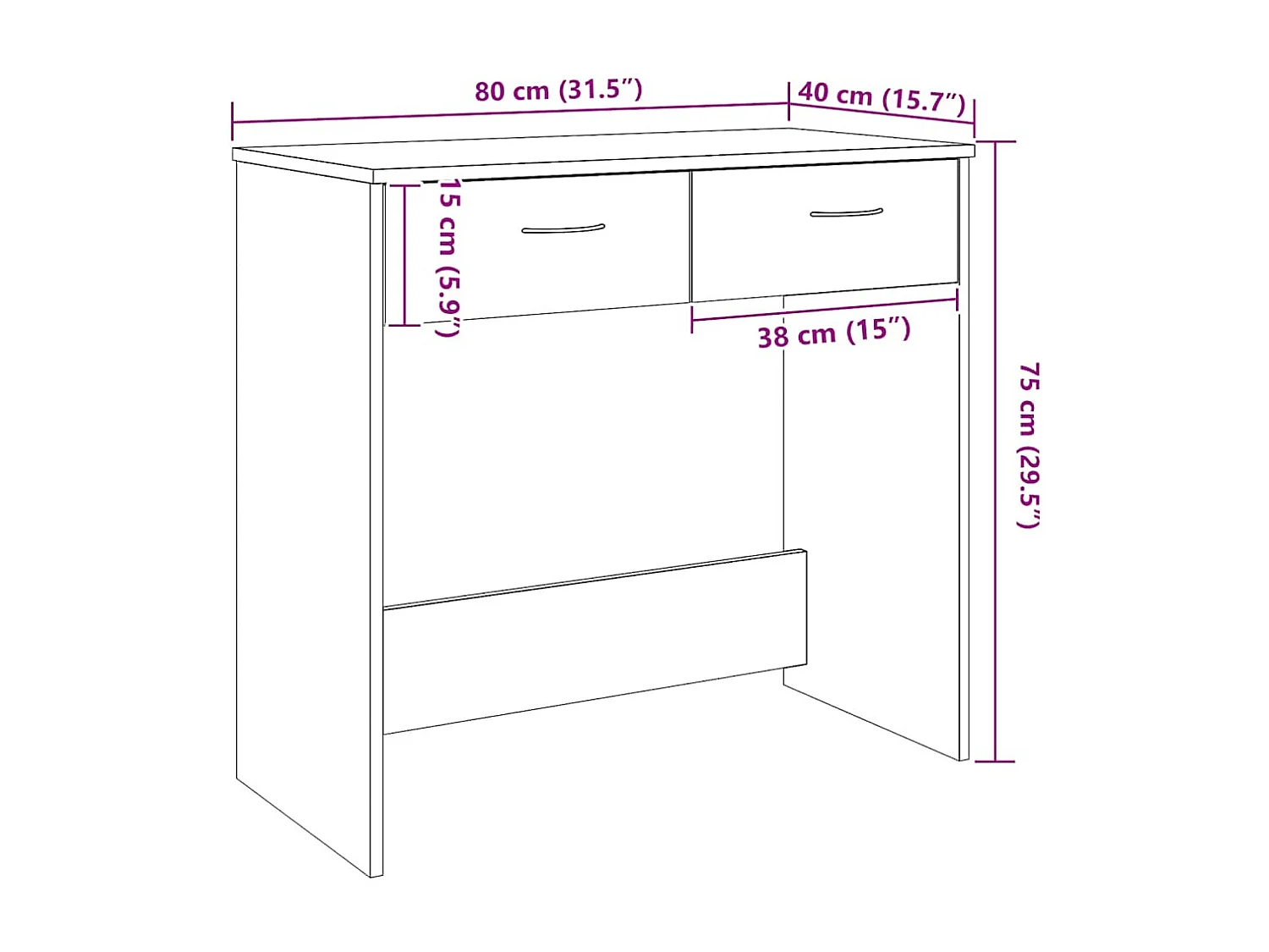 Scrivania Rovere Artigianale 80x40x75 cm in Legno Multistrato
