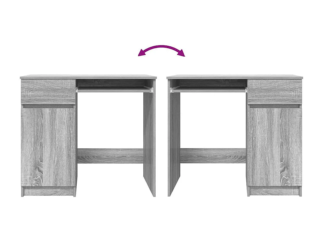 Bureau sonoma gris 86x49x76 cm bois d'ingénierie