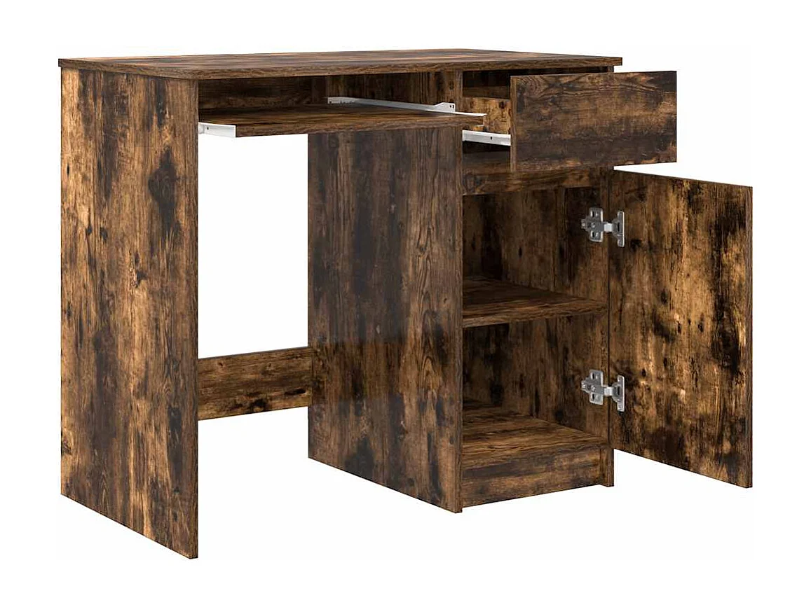 Bureau chêne fumé 86x49x76 cm bois d'ingénierie