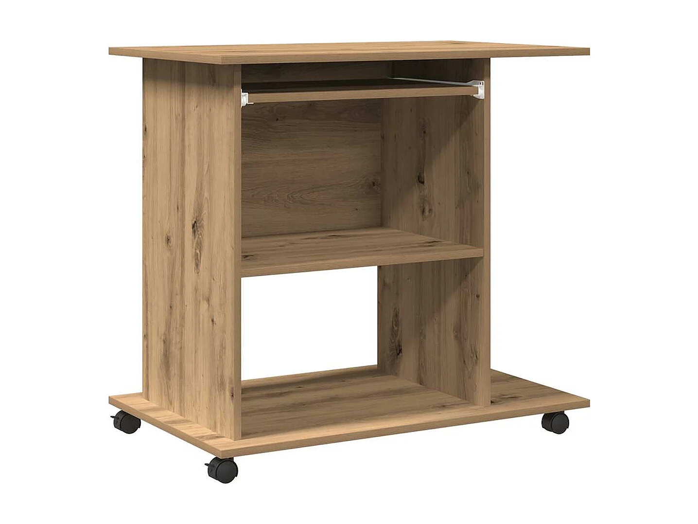 Bureau d'ordinateur chêne artisanal 80x50x75 cm bois ingénierie