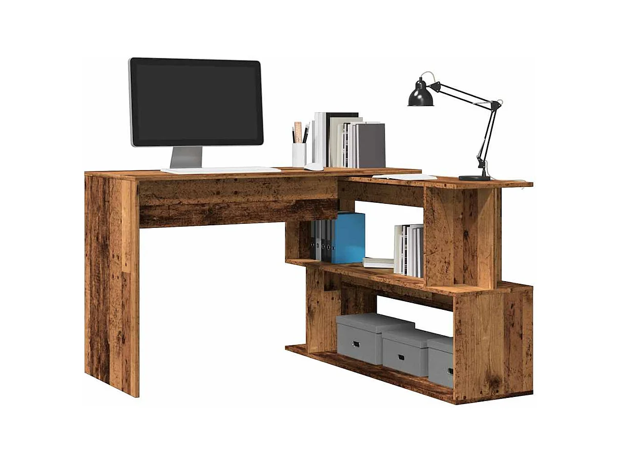 Bureau d'angle vieux bois 200,5x50x76 cm bois d'ingénierie