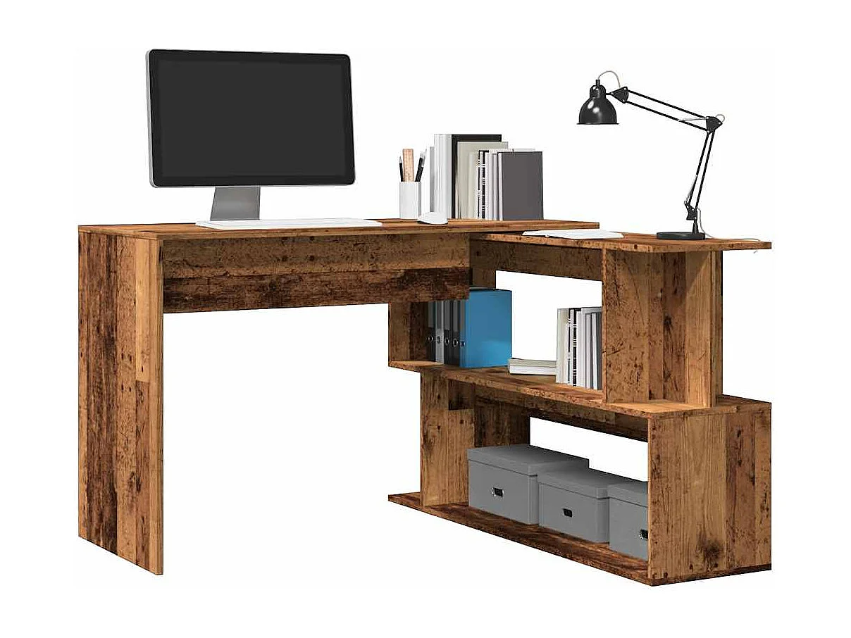Bureau d'angle vieux bois 200,5x50x76 cm bois d'ingénierie