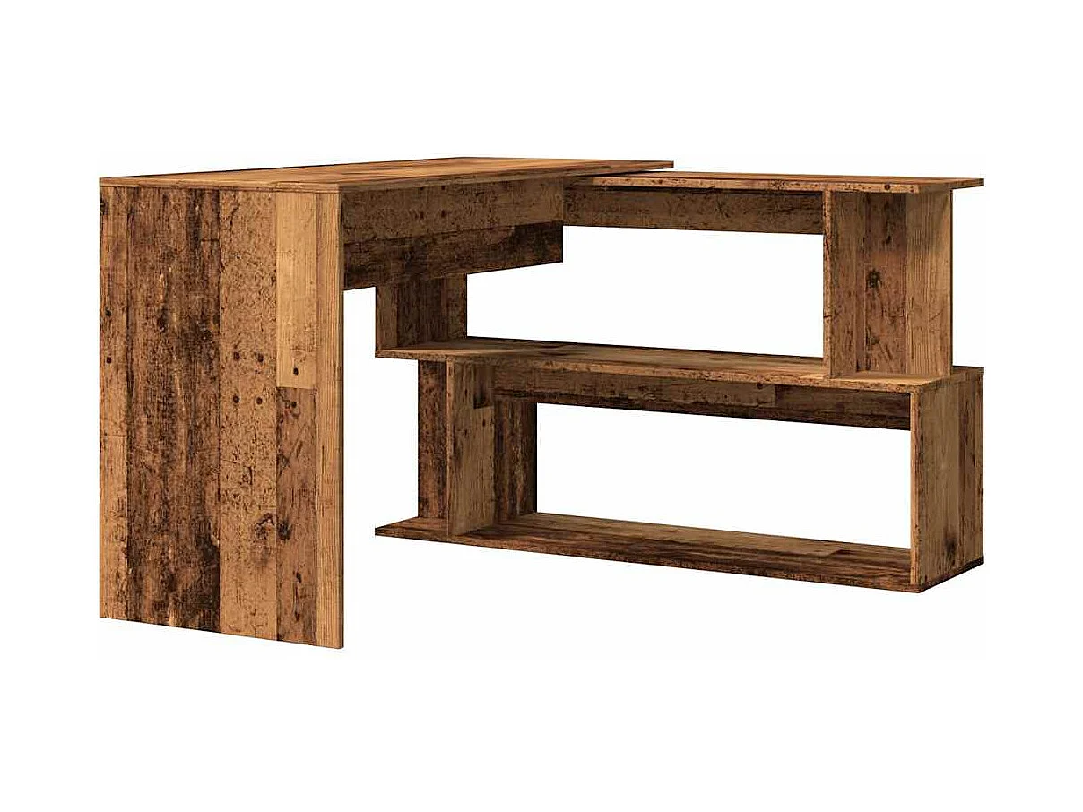 Bureau d'angle vieux bois 200,5x50x76 cm bois d'ingénierie