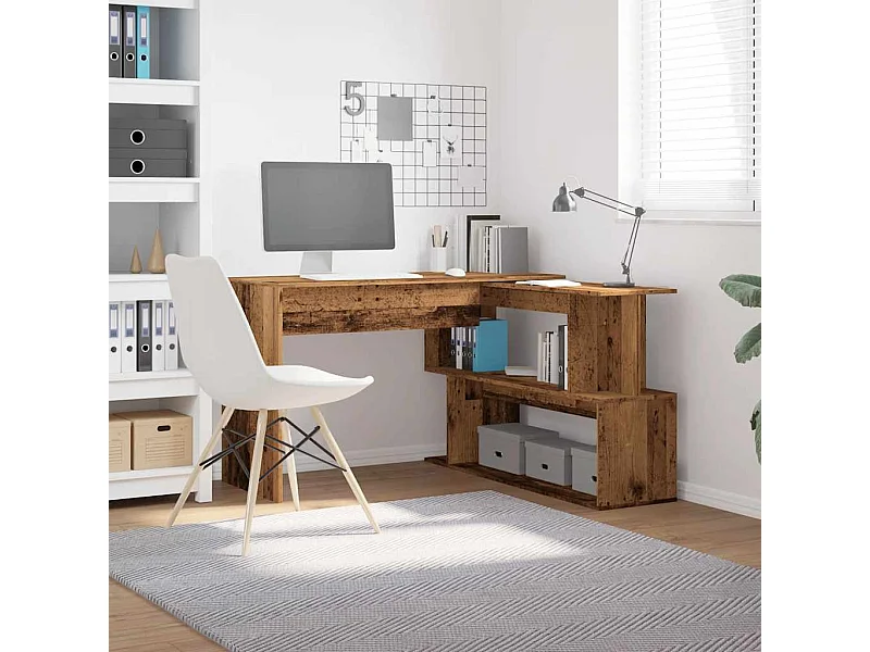 Hoekbureau 200,5x50x76 cm bewerkt hout oud houtkleurig