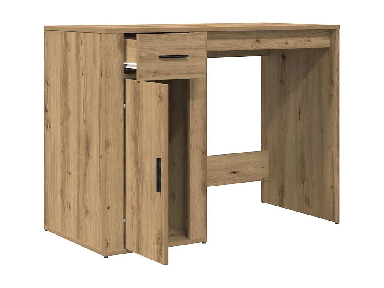 Bureau chêne artisanal 100x49x75 cm bois d'ingénierie