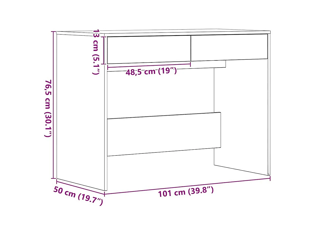 Bureau chêne noir 101x50x76,5 cm Bois d'ingénierie