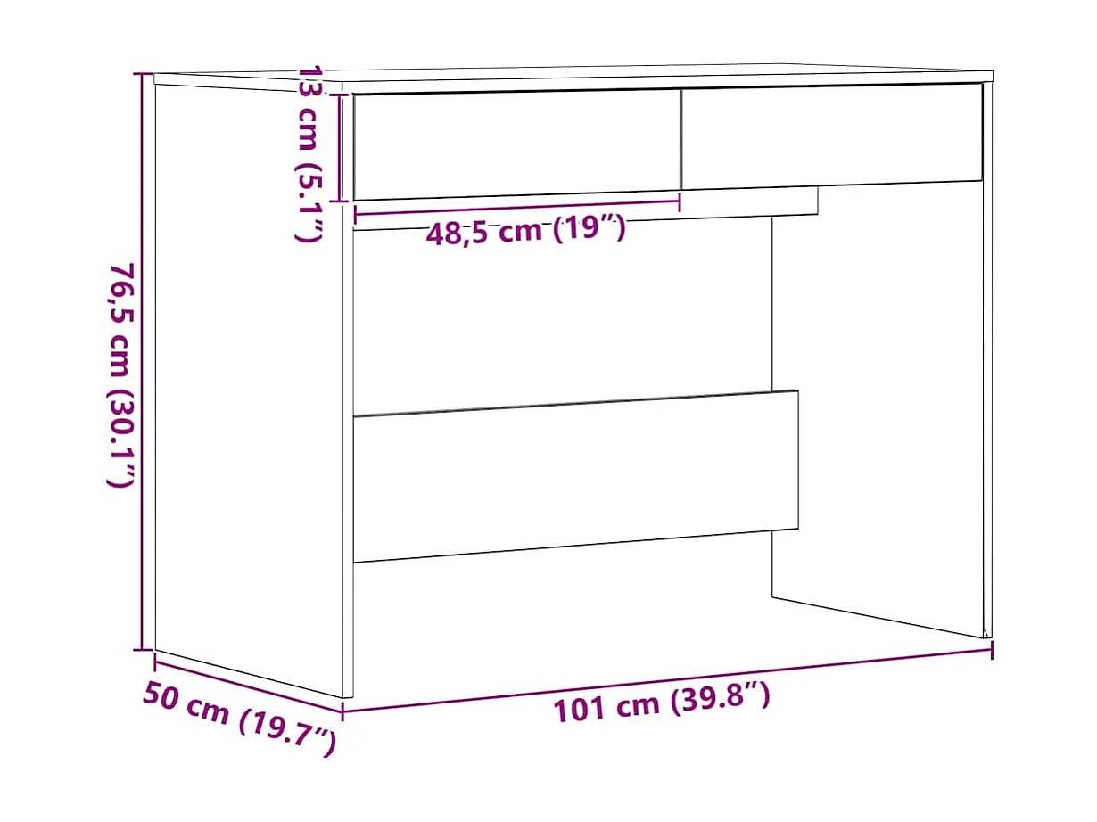 Bureau chêne noir 101x50x76,5 cm Bois d'ingénierie
