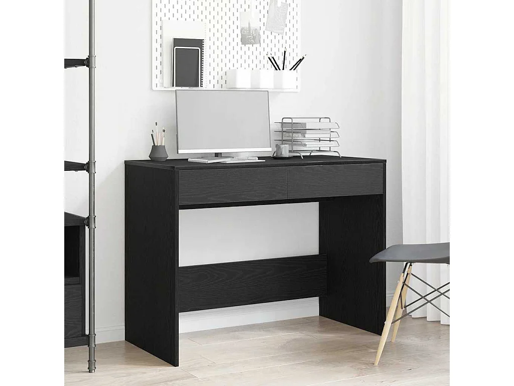 Bureau 101x50x76,5 cm spaanplaat zwart eikenkleurig