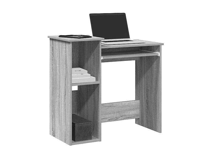 Bureau avec étagères sonoma gris 84x40x78 cm bois d'ingénierie