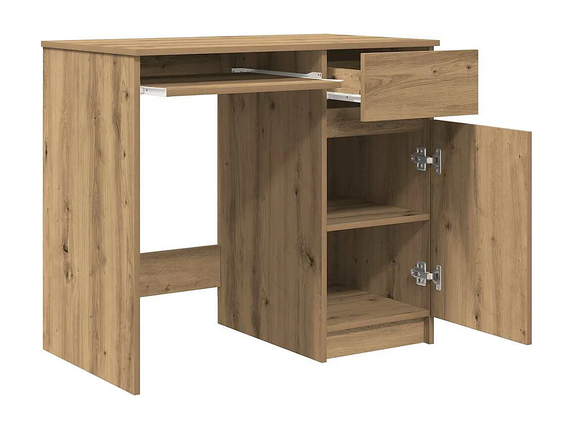 Bureau chêne artisanal 86x49x76 cm bois d'ingénierie