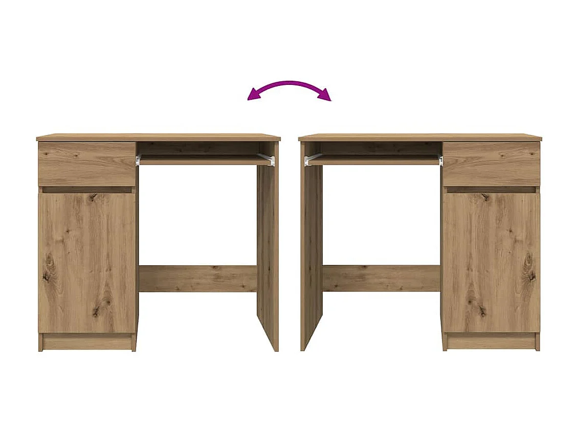 Bureau chêne artisanal 86x49x76 cm bois d'ingénierie