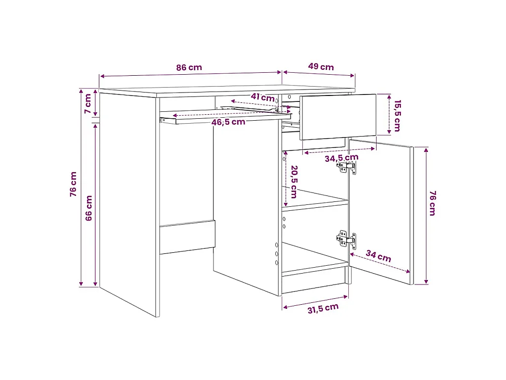 Schreibtisch Artisan-Eiche 86x49x76 cm Holzwerkstoff