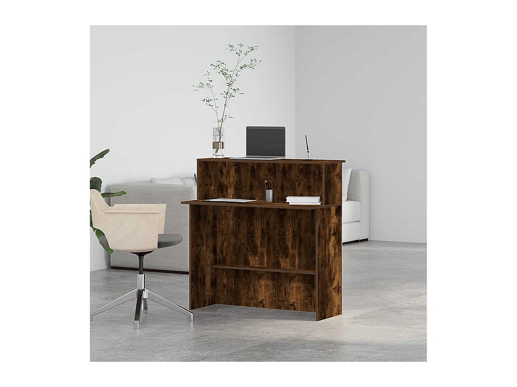 Bureau de réception chêne fumé 100x50x103,5cm bois d'ingénierie