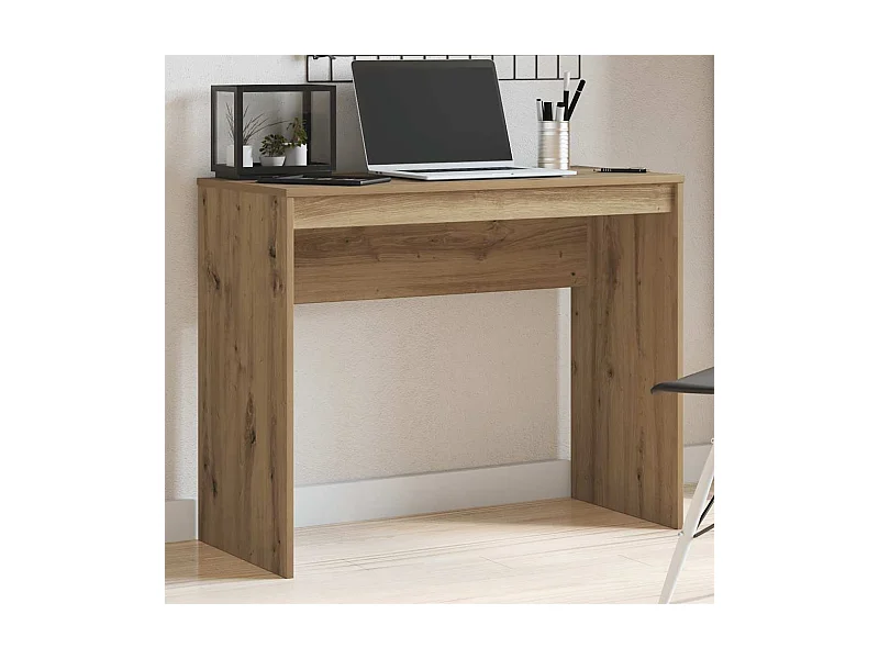 Bureau chêne artisanal 90x40x72 cm bois d'ingénierie