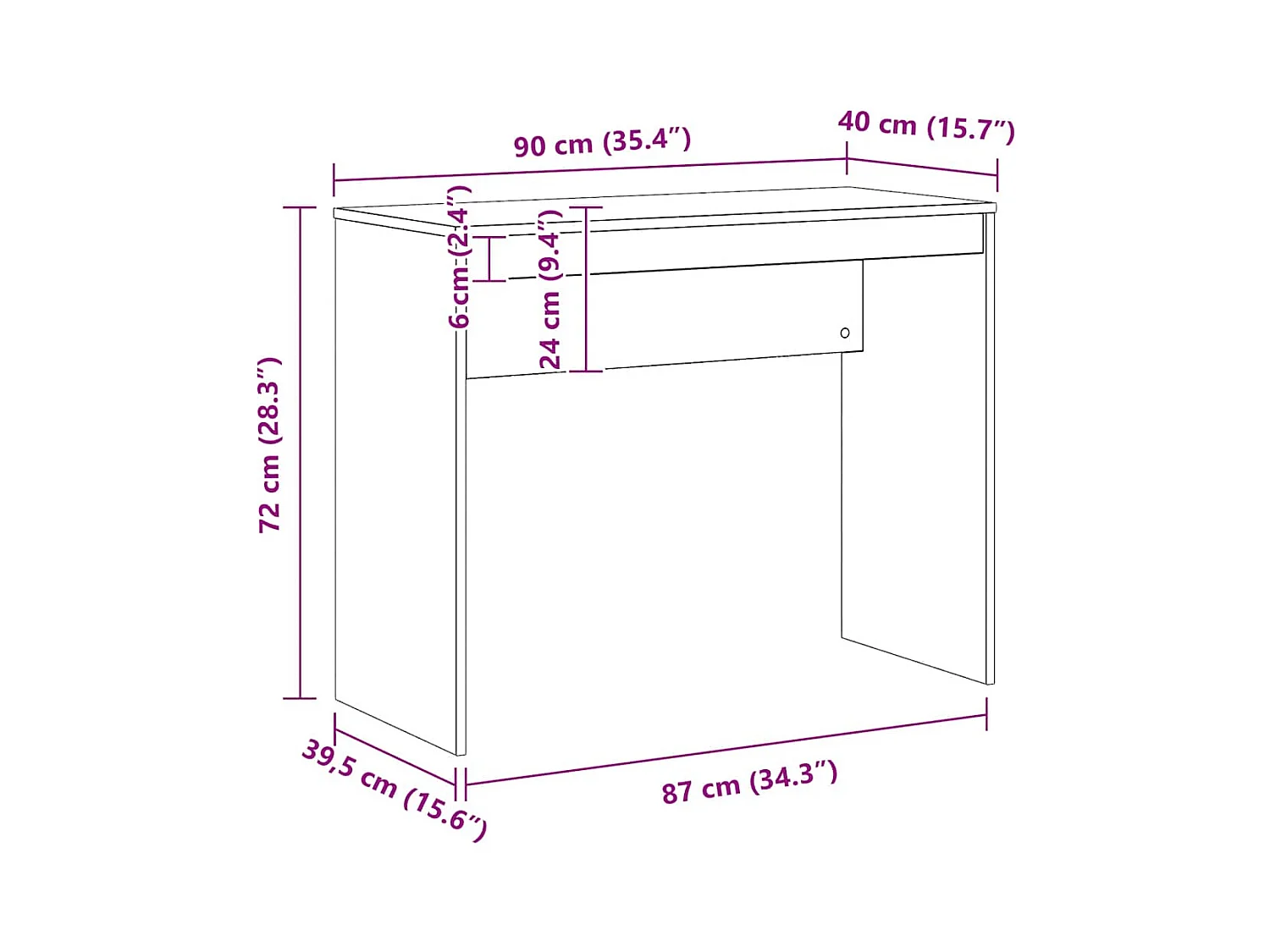 Scrivania Rovere Artigianale 90x40x72 cm in Legno Multistrato
