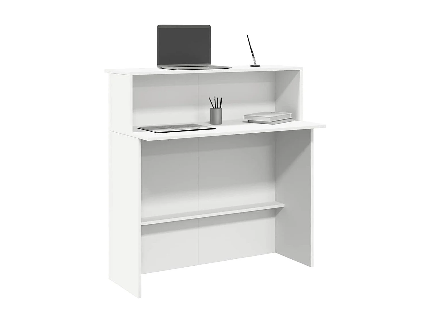 Balcão de recepção branco 100x50x103,5 cm madeira projetada