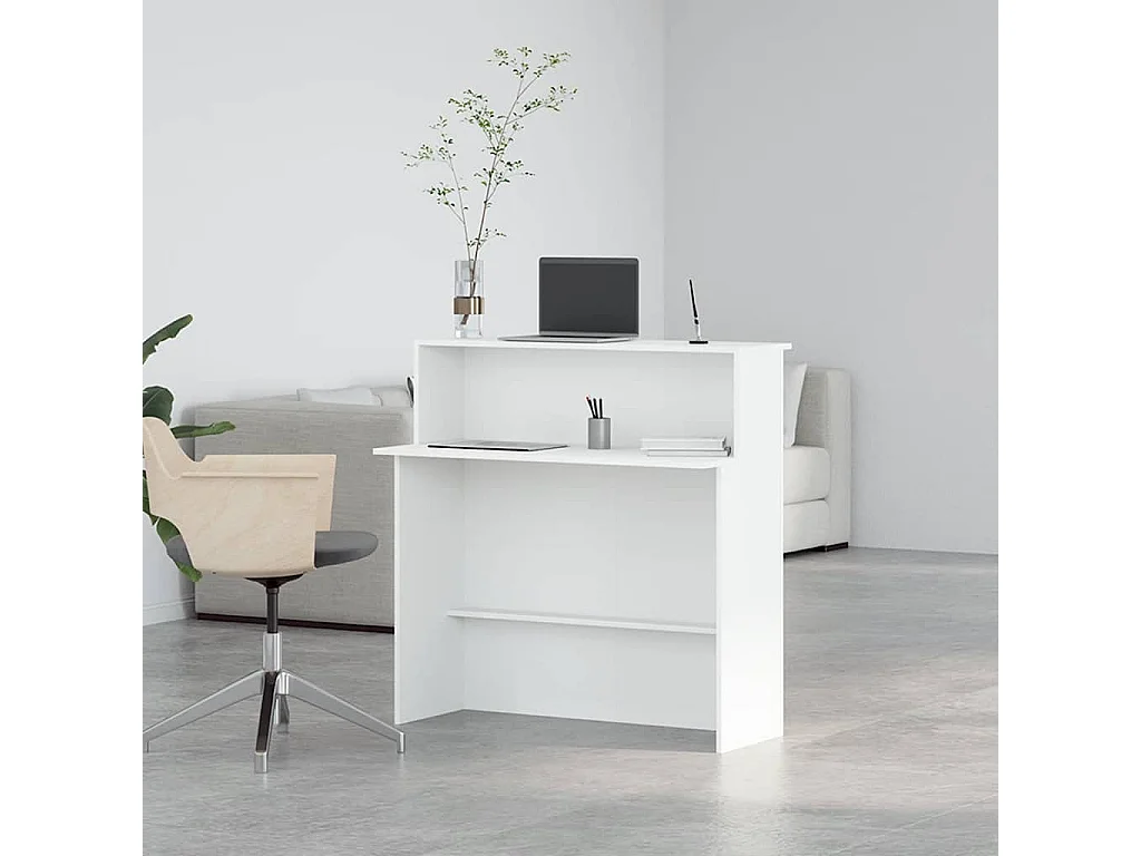 Balcão de recepção branco 100x50x103,5 cm madeira projetada