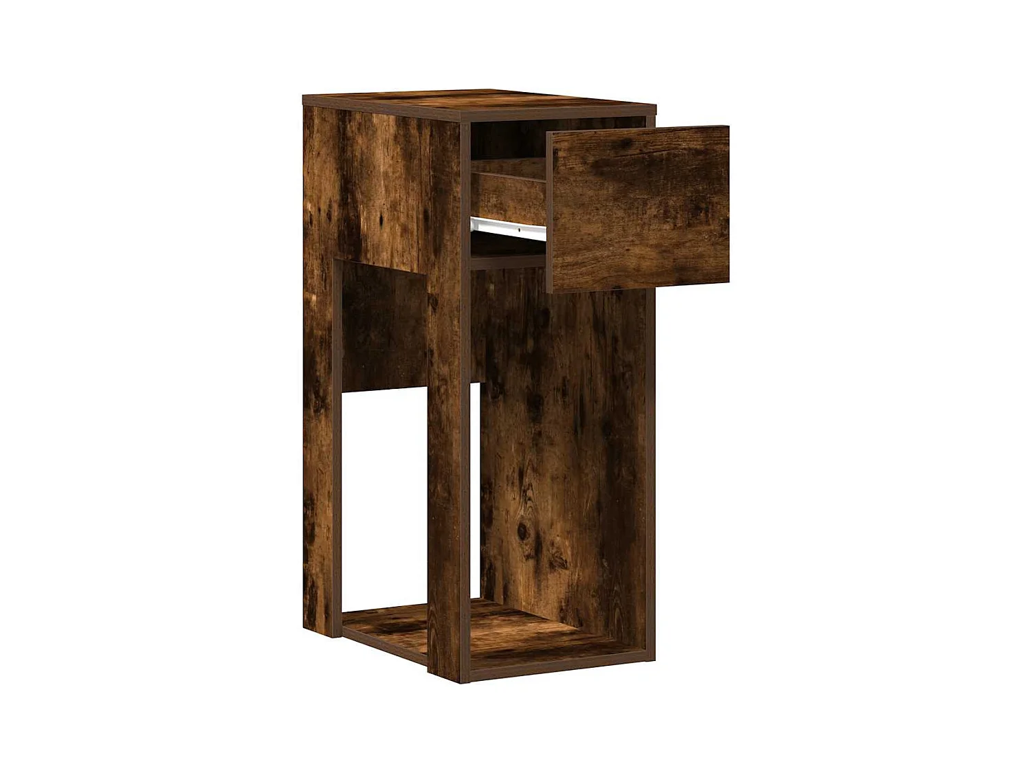 Support de tour d'ordinateur et tiroir chêne fumé 30x44x74 cm