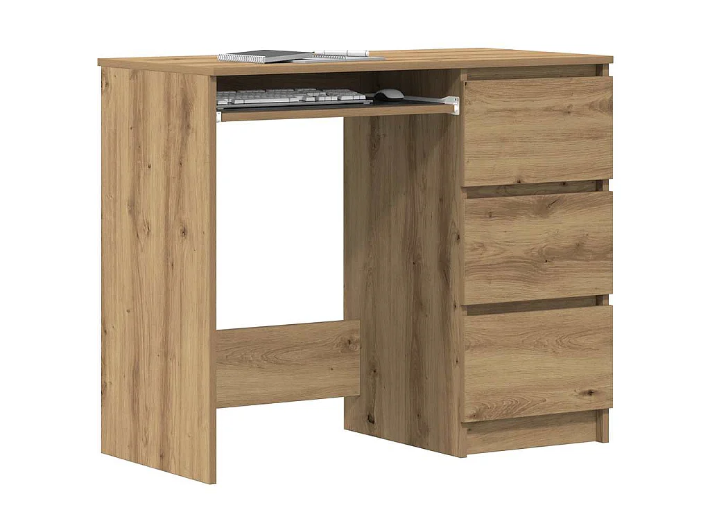 Bureau chêne artisanal 90x45x76 cm bois d'ingénierie