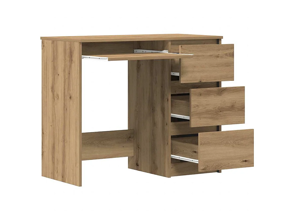 Bureau chêne artisanal 90x45x76 cm bois d'ingénierie