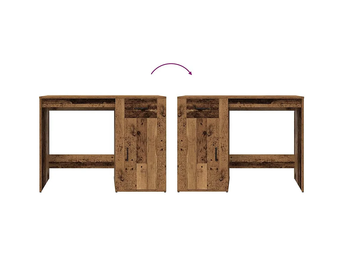 Bureau vieux bois 100x49x75 cm bois d'ingénierie