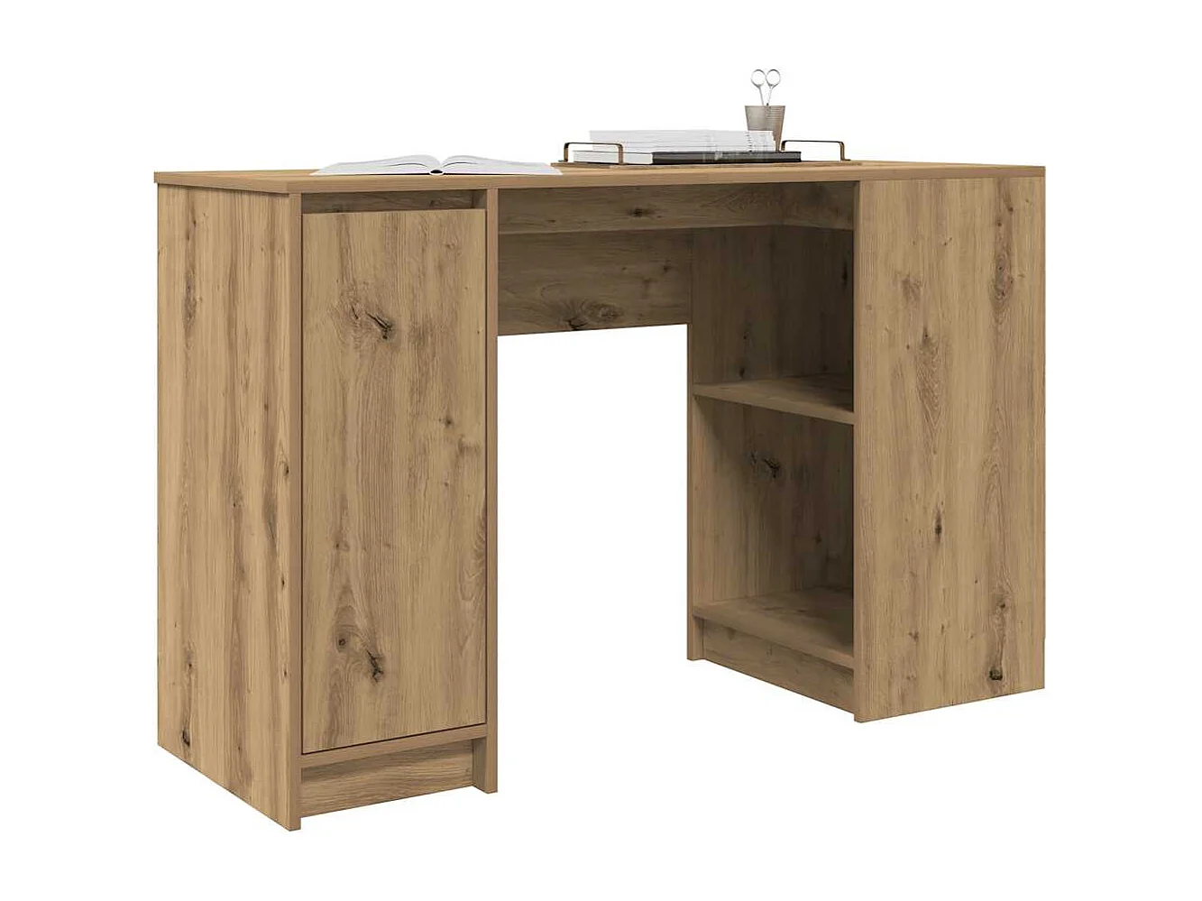 Bureau chêne artisanal 120x42x76 cm bois d'ingénierie