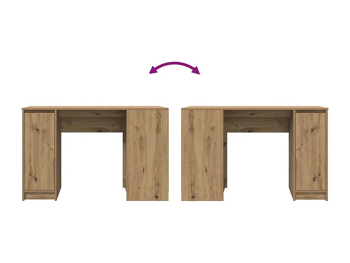 Bureau chêne artisanal 120x42x76 cm bois d'ingénierie