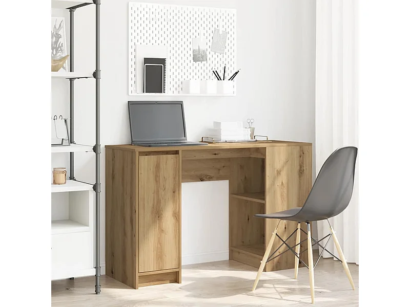 Bureau chêne artisanal 120x42x76 cm bois d'ingénierie