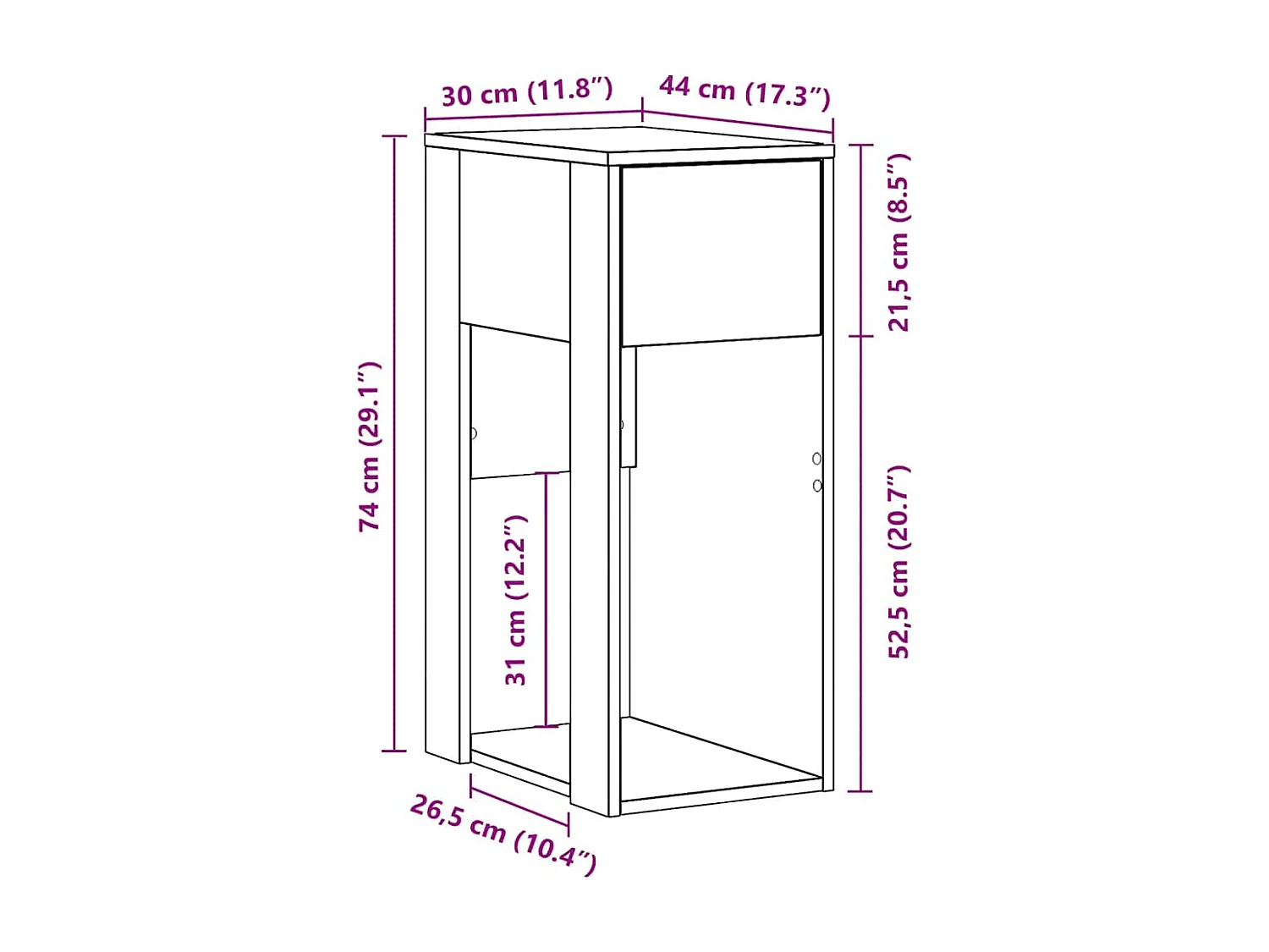 Computerschrank mit Schublade Grau Sonoma 30x44x74 cm
