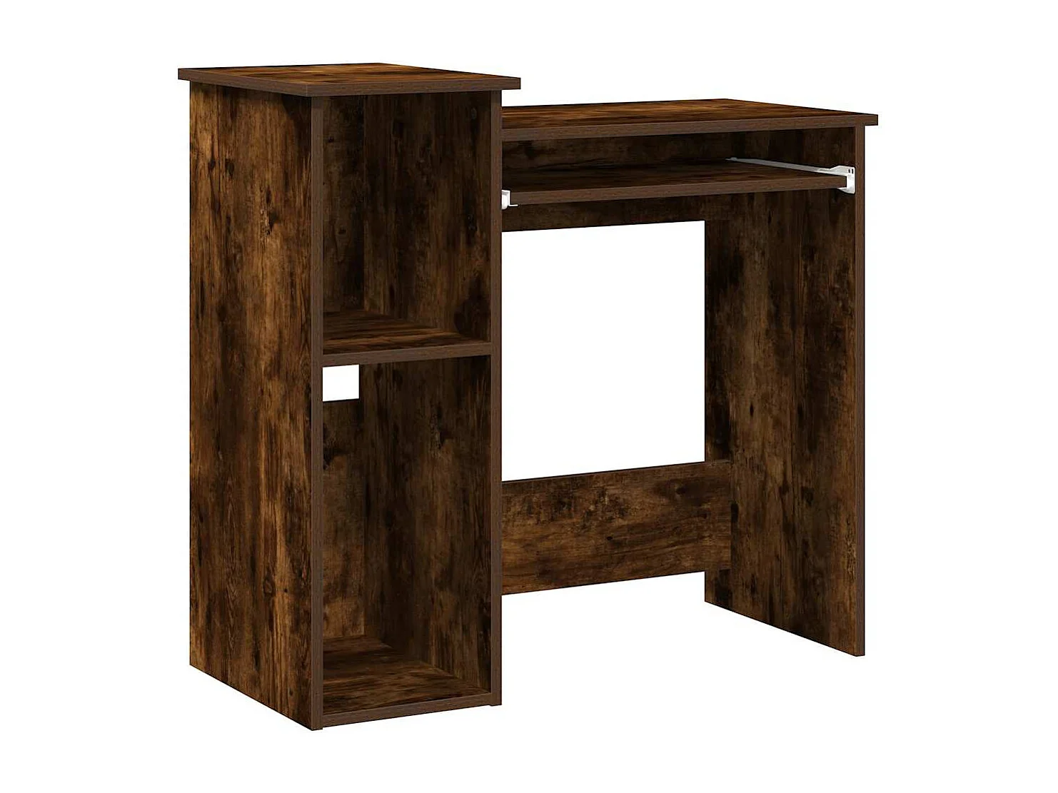 Bureau avec étagères chêne fumé 84x40x78 cm bois d'ingénierie